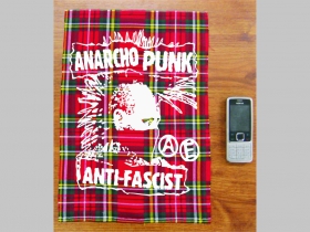 Anarcho punk - Antifascist chrbtová nášivka na škótskom káre TARTAN veľkosť cca. A4 (po krajoch neobšívaná)